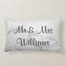 Marmer "We hebben het gedaan" Monogrammed Wedding Kussen