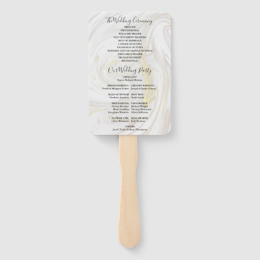 Marmer Weddenprogramma voor handtekeningen Handwaaier (Achterkant)