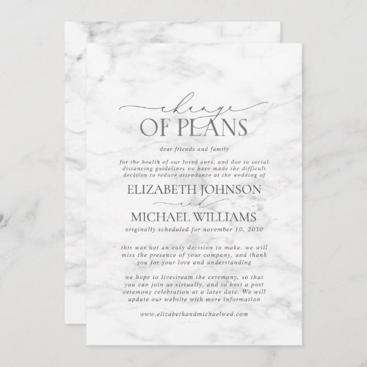 Marmer Wedding Date Uitstel Opslaan Datum Save The Date (Voorkant / Achterkant)