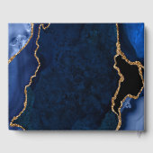 Marmer Wedding van Navy Blue en Gold Agate Gastenboek (Achterkant)