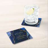 Marmer Wedding van Navy Blue en Gold Agate Kartonnen Onderzetters (Insitu)