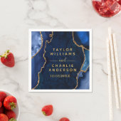 Marmer Wedding van Navy Blue en Gold Agate Servet (Insitu)