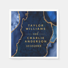 Marmer Wedding van Navy Blue en Gold Agate Servet
