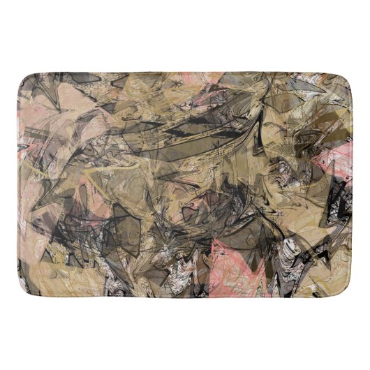 Marmer Werveling Abstract Goud Roze Zwart Modern Badmat (Voorkant)