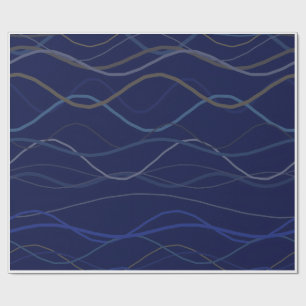Marmer Werveling Blauw Goud Naadloos Patroon Cadeaupapier