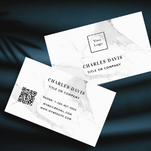 Marmer white elegant minimalist Qr code logo Visitekaartje