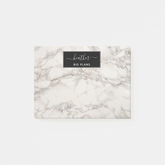 Marmer white en grijs gepersonaliseerd post-it® notes (Voorkant)