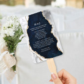 Marmer, White & Gold Agate Wedding Program voor de Handwaaier