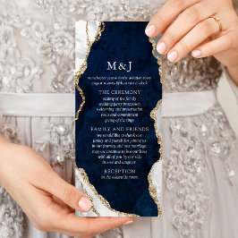 Marmer, White & Gold Agate Wedding Program voor de Reclamekaart