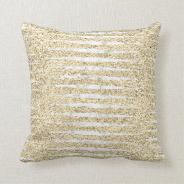 Marmer White Grey Faux Gold Glitter Stripes Kussen