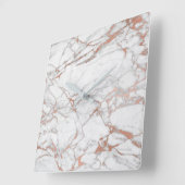 Marmer White Grey Roze Rose Gold Blush Carrara Vierkante Klok (Hoek)