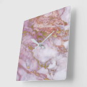Marmer White Grey Roze Rose Gold Blush Carrara Vierkante Klok (Hoek)