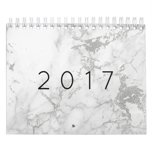 Marmer White Grey Silver Gold Pink Kalender (Hoes)