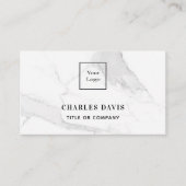Marmer white monogram foto Qr code logo elegant Visitekaartje (Voorkant)
