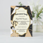 Marmer, wijnglas, ballon, Pensioenpartij Kaart (Staand voorkant)