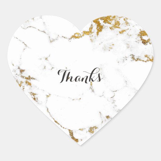 Marmer Wit Carrara Stone Gold Simply Heart Hart Sticker (Voorkant)