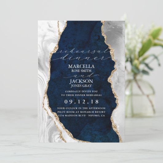 marmer, wit en goudgrijs, dinerrepetitie kaart (Staand voorkant)