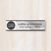 Marmer Wit Goud Uw Logo Kantoor Deurtekens Teken Deurbordje (Voorkant)