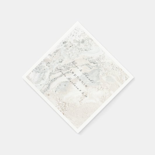 Marmer Wit Grijs Minimalisme Bruids Bruiloft Servetten (Hoek)
