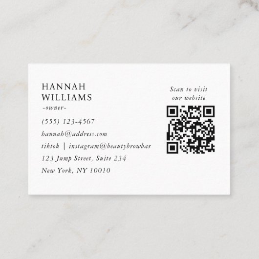 Marmer, Wit-Zilver, Salon, OR-Code Visitekaartje (Achterkant)