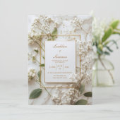 Marmer Witte Baby's Breath Minimalistische Trouwda Kaart (Staand voorkant)