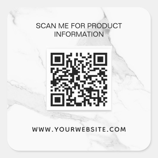 Marmer witte bedrijfsinformatie qr code vierkante sticker (Voorkant)