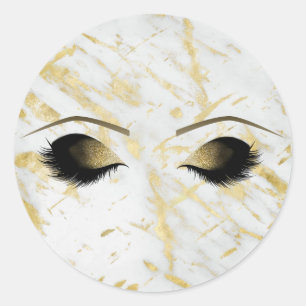 Marmer Witte Gouden Make-up Wimpers Schoonheid Fee Ronde Sticker