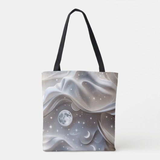 Marmer Witte Maan Minimaal Steen Esthetisch Tote Bag (Achterkant)