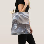 Marmer Witte Maan Minimaal Steen Esthetisch Tote Bag (Dichtbij)