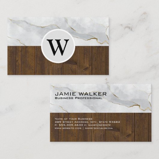 Marmer Wood | Monogram Visitekaartje (Voorkant / Achterkant)