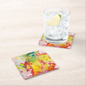 Marmer ziet er roze rood geel blauw Abstract Kartonnen Onderzetters (Insitu)