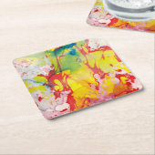 Marmer ziet er roze rood geel blauw Abstract Kartonnen Onderzetters (Schuin)