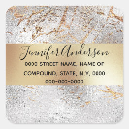 Marmer zilver goud elegante shimmer glans oppervla vierkante sticker