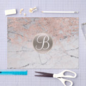 Marmer Zilver & Roze Goud Monogram Letter Initiaal Tissuepapier (Craft)