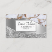Marmer Zilveren Glitter Vrouwen DIY Beauty Visitekaartje (Voorkant)