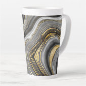 Marmer Zwart en Goud Gepersonaliseerd Latte Mok (Rechterhoek)