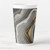Marmer Zwart en Goud Gepersonaliseerd Latte Mok (Voorkant)