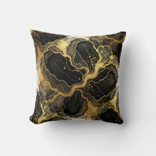 Marmer Zwart en Wit + Luxe Goud Kussen