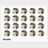 Marmer zwart faux goud grijs metallic textuur chic ronde sticker (Vel)