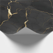 Marmer Zwart Goud Cadeaupapier (Hoek)