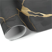 Marmer Zwart Goud Cadeaupapier (Rol Hoek)
