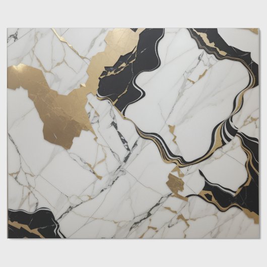 marmer Zwart / goud Cadeaupapier (Vlak)