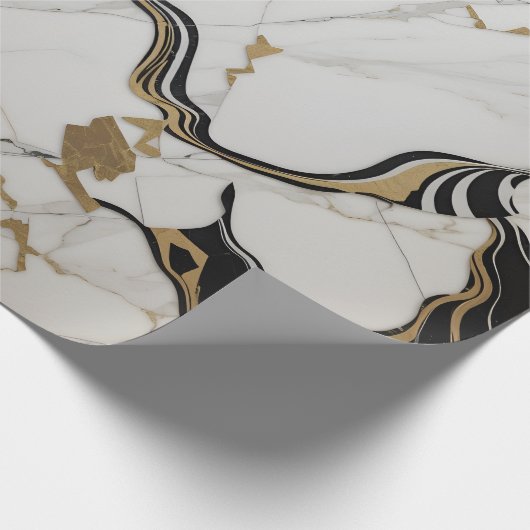 marmer Zwart / goud Cadeaupapier (Hoek)