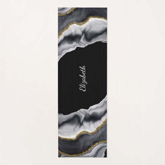 Marmer Zwart Goud Personaliseer Yogamat (Voorkant)