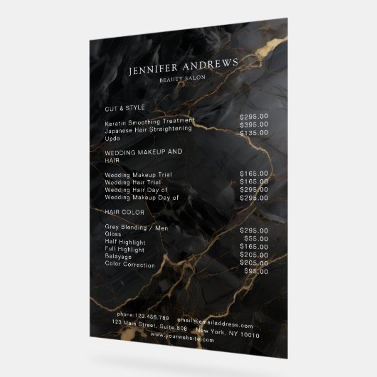 Marmer, Zwart-Goud, Salon Acryl Bord (Hoek)