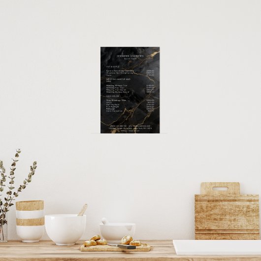 Marmer, Zwart-Goud, Salon Poster (Keuken)