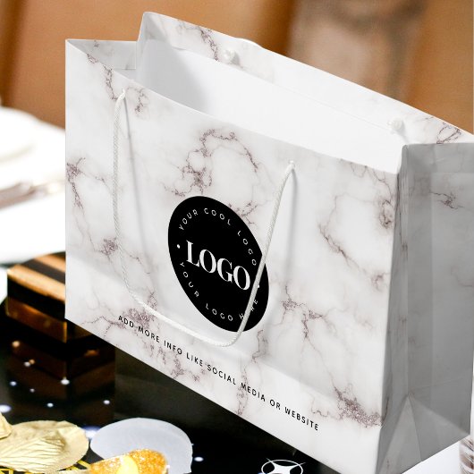 Marmer Zwart Rond Logo Zakelijk Bedrijfs Custom  Groot Cadeauzakje