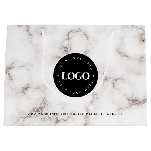 Marmer Zwart Rond Logo Zakelijk Bedrijfs Custom  Groot Cadeauzakje (Voorkant)