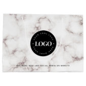 Marmer Zwart Rond Logo Zakelijk Bedrijfs Custom  Groot Cadeauzakje (Achterkant)