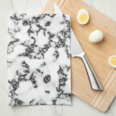 Marmer zwarte en witte achtergrond theedoek (Quarter Fold)